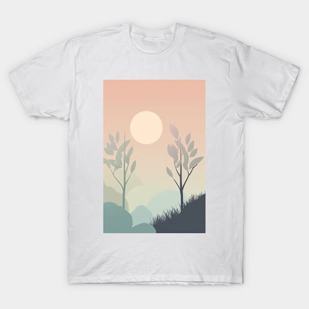 Grow Together Minimalist Garden Scenery T-Shirt by JensenArtCo